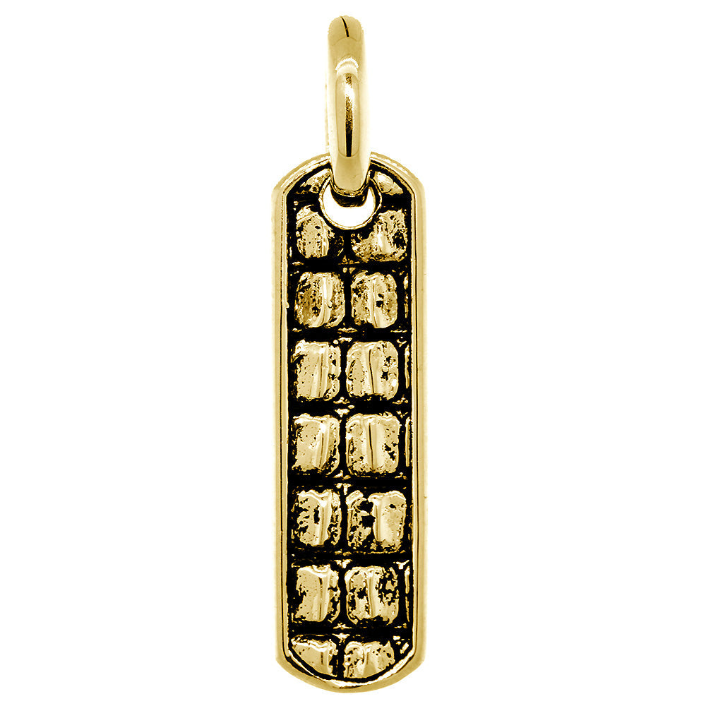 34mm Slim Tag Charm with Alligator Texture on Both Sides in 14k Yellow Gold
