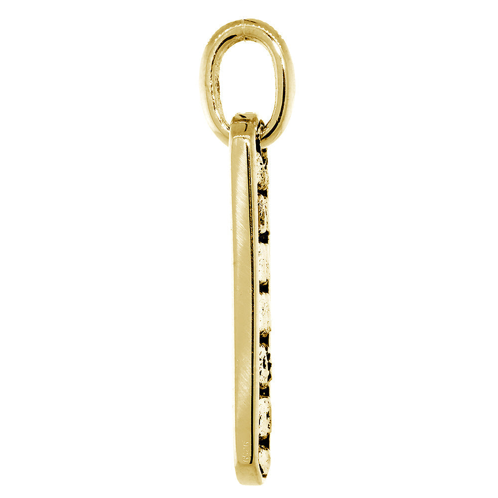 34mm Slim Tag Charm with Alligator Texture on Both Sides in 14k Yellow Gold