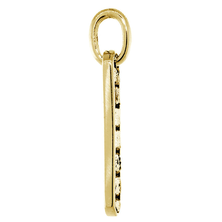 34mm Slim Tag Charm with Alligator Texture on Both Sides in 14k Yellow Gold