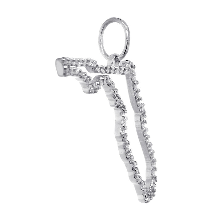 26mm Diamond Open State of Florida Pendant, 0.55CT in 14k White Gold