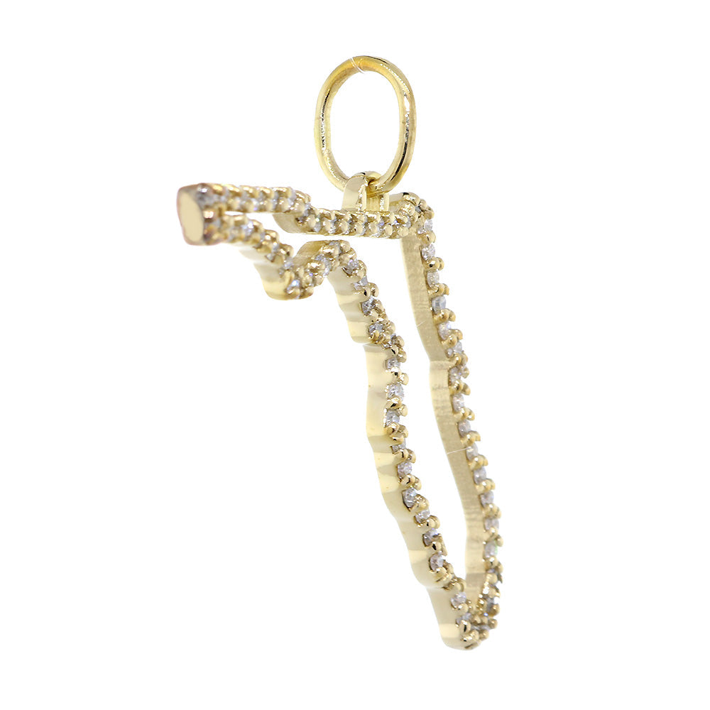 26mm Diamond Open State of Florida Pendant, 0.55CT in 14k Yellow Gold