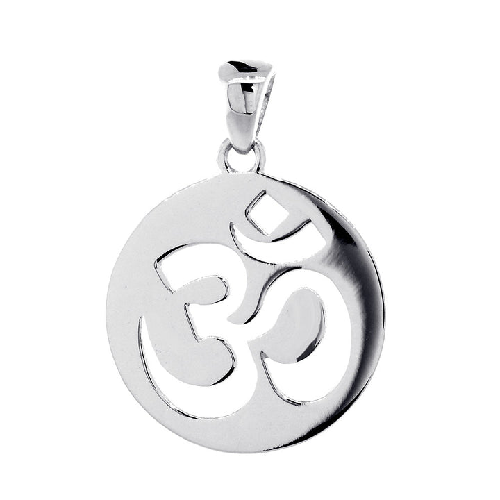 22mm Open Om, Ohm, Aum Symbol Charm in Sterling Silver