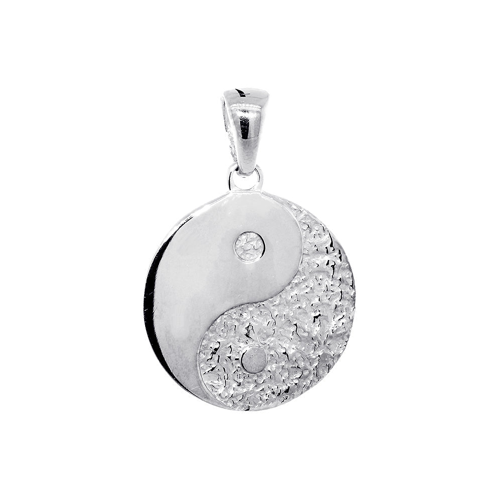 18mm Om, Ohm, Aum and Yin Yang Symbols Charm in Sterling Silver