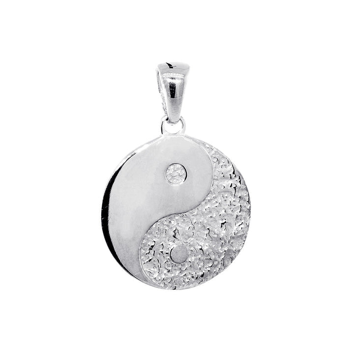 18mm Om, Ohm, Aum and Yin Yang Symbols Charm in Sterling Silver