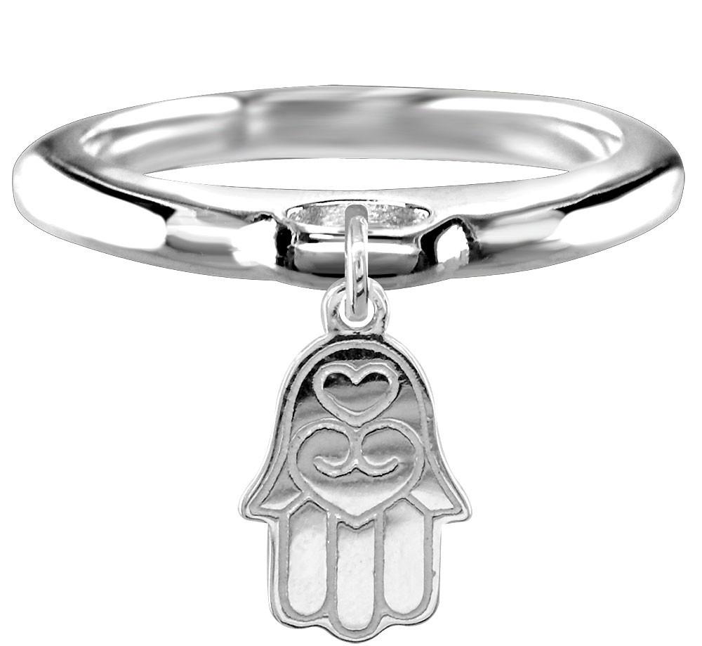 Hamsa, Hand of God Charm Ring in Sterling Silver