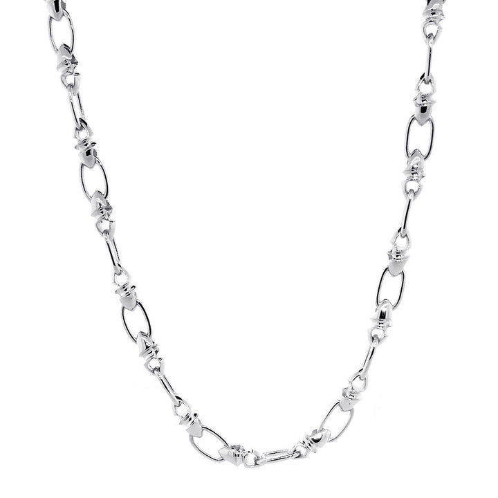 6 mm Solid Bullet and Oval Link Chain, 22 Inches in Sterling Silver