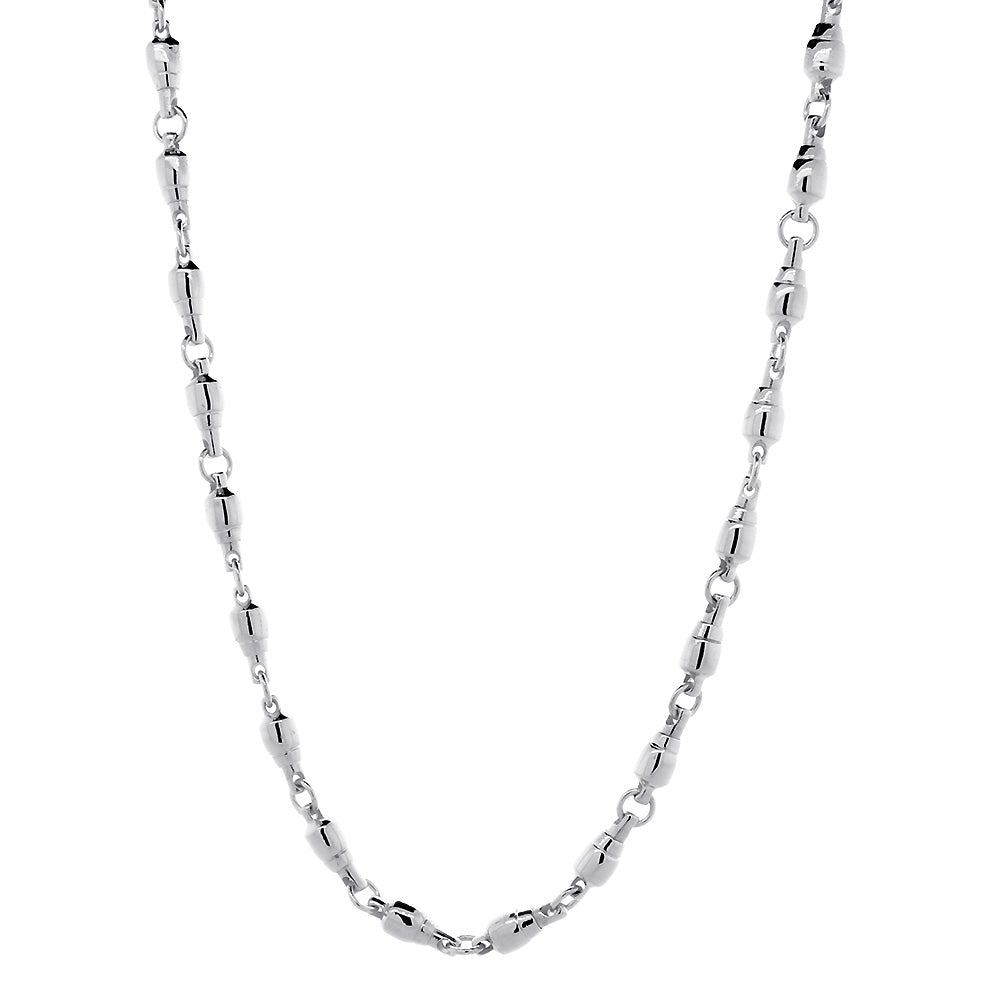 5.5mm Size Fishing Swivel Chain in 14k White Gold, 22 Inches Long