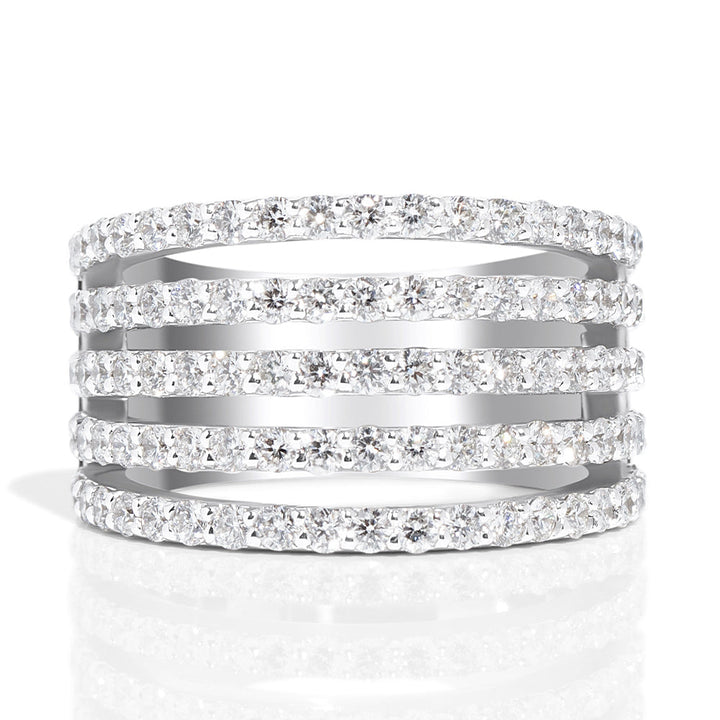 14k White Gold & Diamond Ring/Band, 5 Rows
