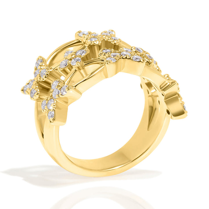 14k Yellow Gold & Diamond Butterfly Ring