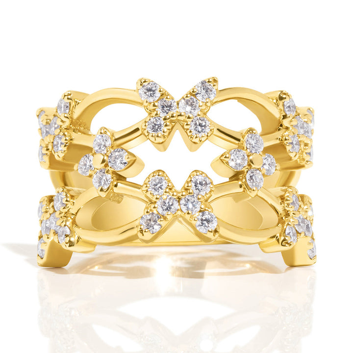 14k Yellow Gold & Diamond Butterfly Ring