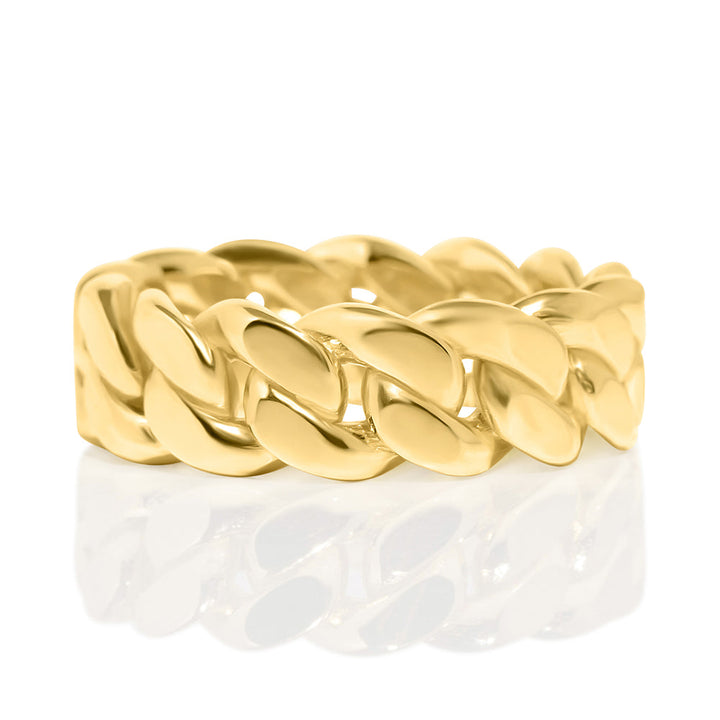 14k Yellow Gold Solid Cuban Link Band / Ring