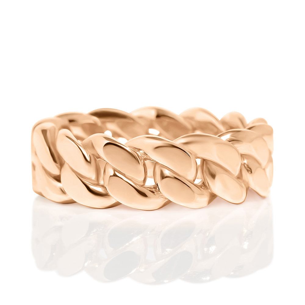 14k Rose Gold Solid Cuban Link Band/Ring