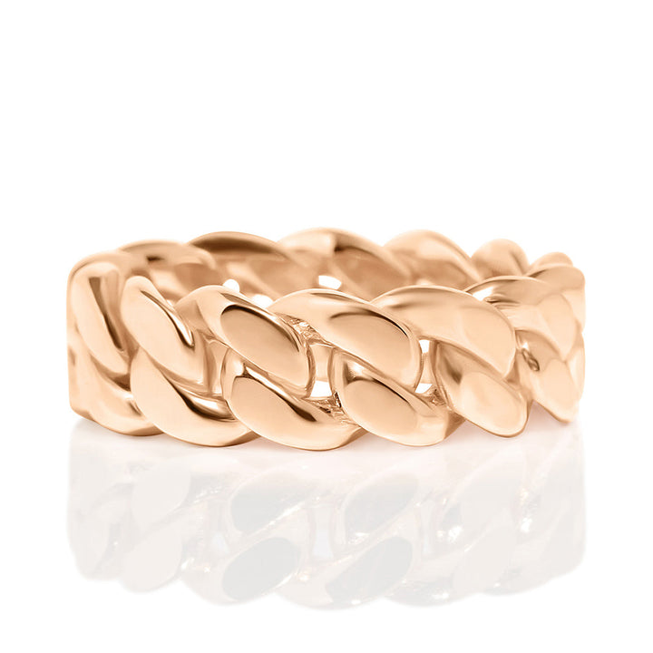 14k Rose Gold Solid Cuban Link Band/Ring