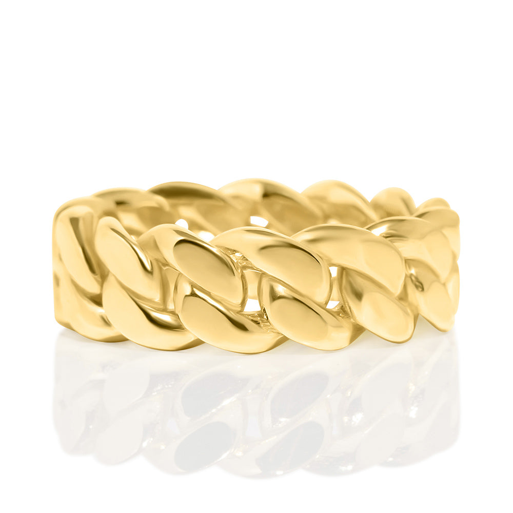 14k Yellow Gold Solid Cuban Link Band/Ring