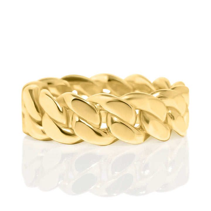 14k Yellow Gold Solid Cuban Link Band/Ring