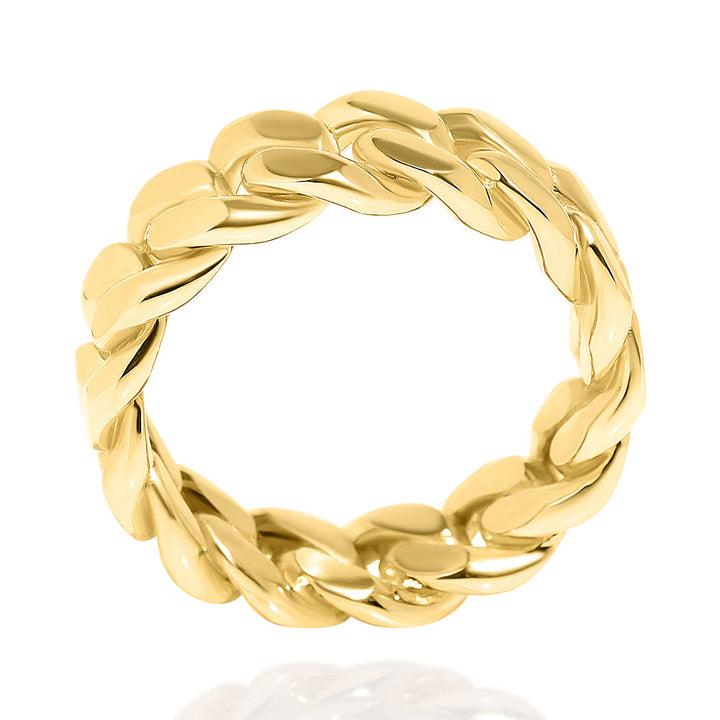 14k Yellow Gold Solid Cuban Link Band / Ring