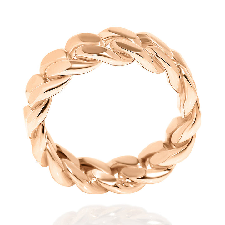 14k Rose Gold Solid Cuban Link Band/Ring