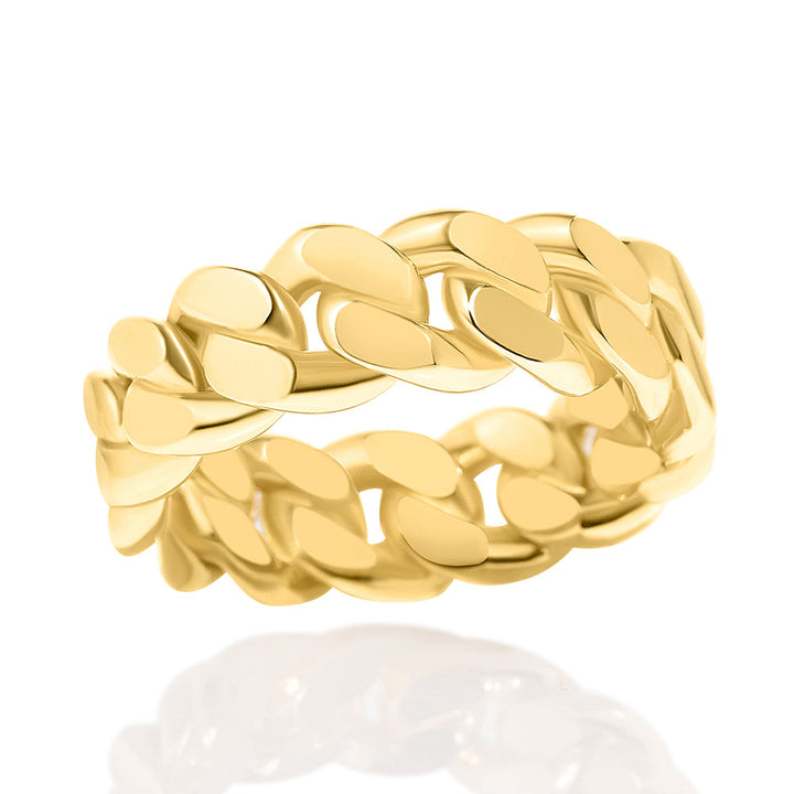14k Yellow Gold Solid Cuban Link Band / Ring