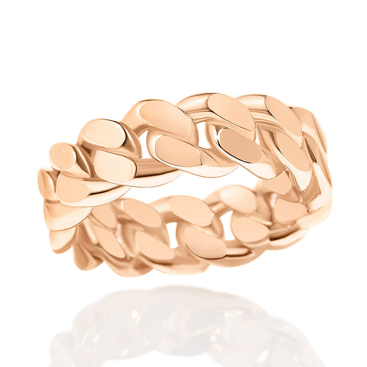 14k Rose Gold Solid Cuban Link Band/Ring