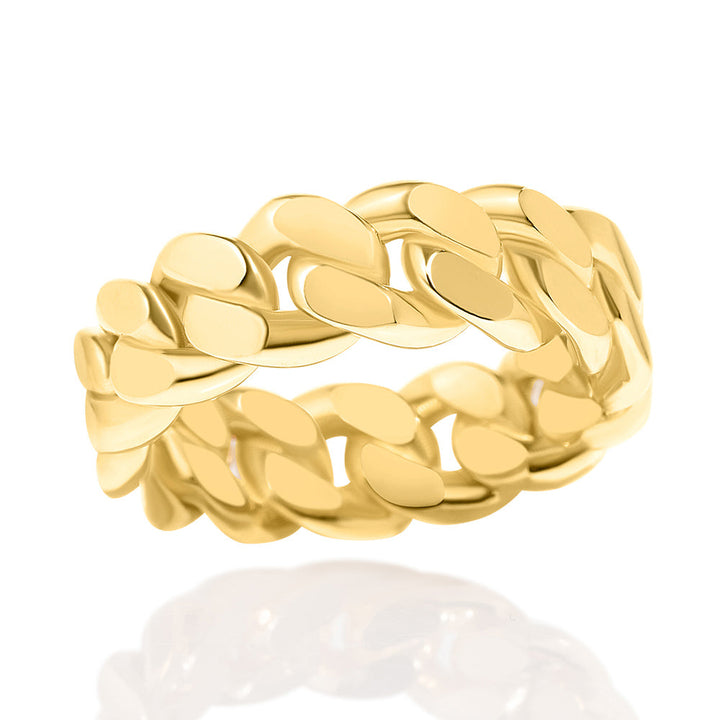 14k Yellow Gold Solid Cuban Link Band/Ring