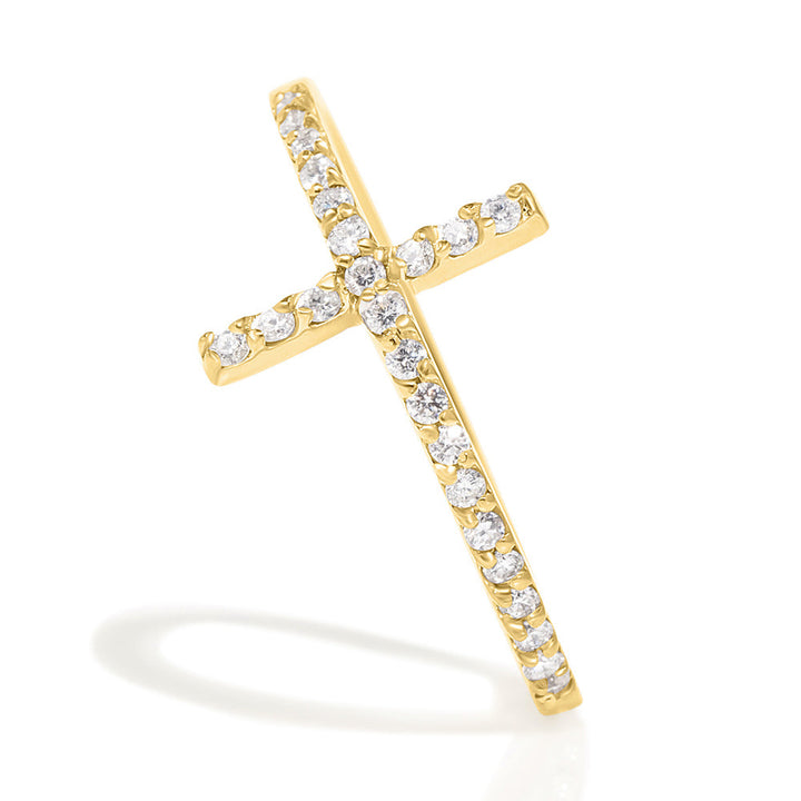 Cross Ring 14k Yellow Gold & Diamonds