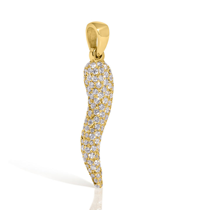 14k Yellow Gold & Diamond Italian Horn