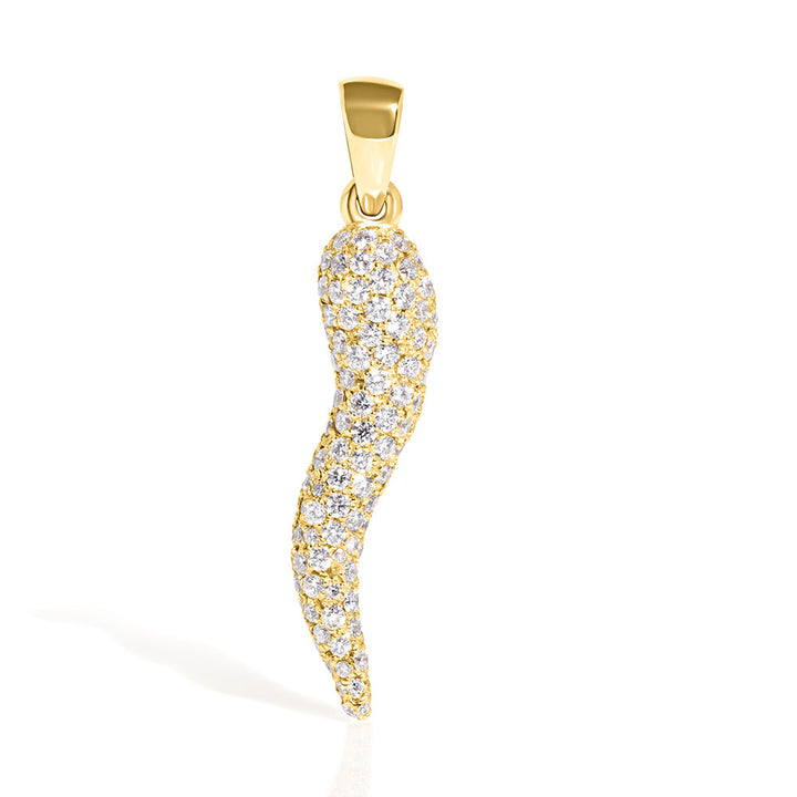 14k Yellow Gold & Diamond Italian Horn