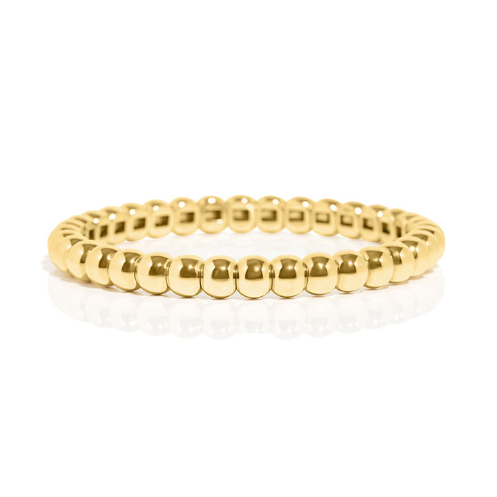 14k Yellow Gold Domed Bead-Ball Flex Bangle