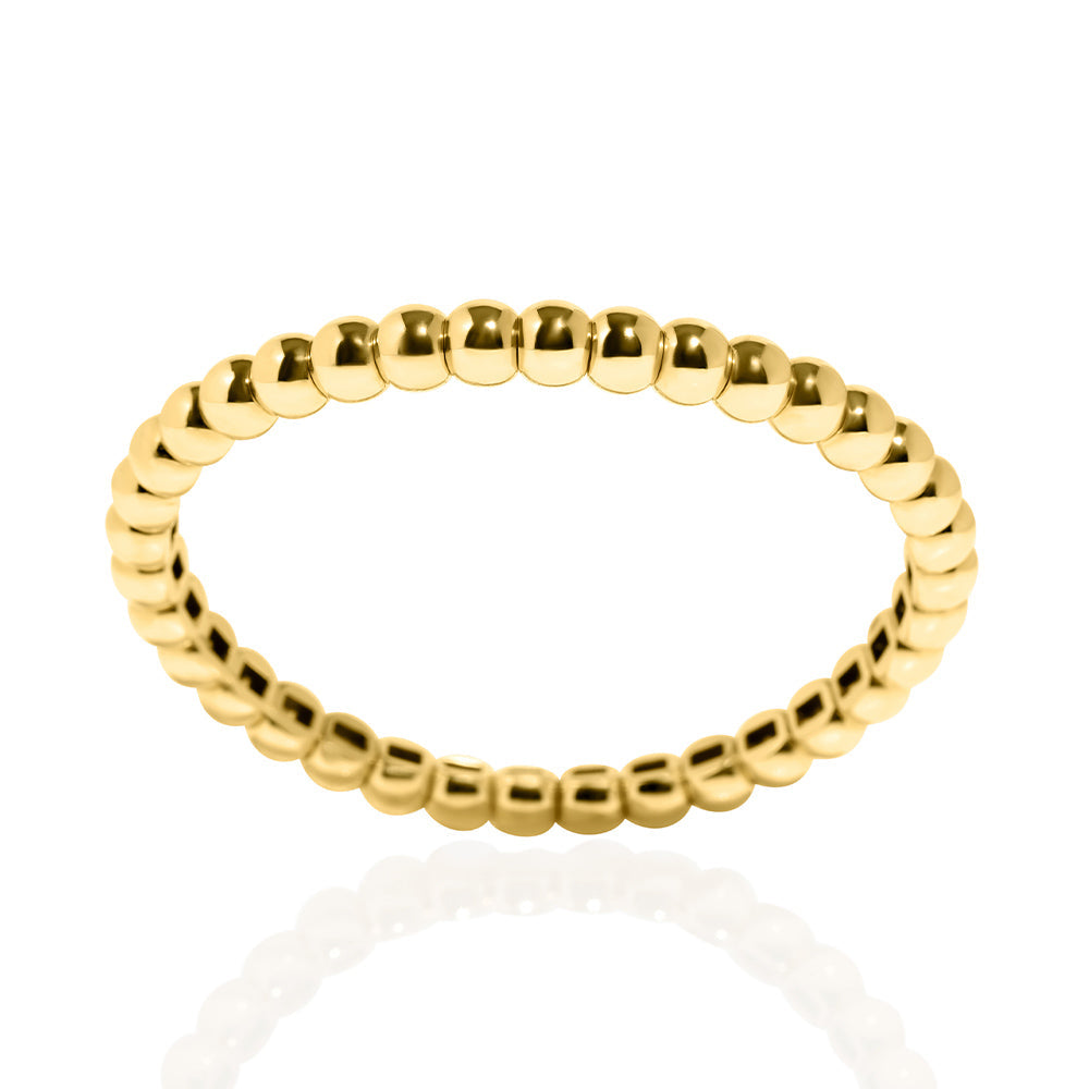 14k Yellow Gold Domed Bead-Ball Flex Bangle