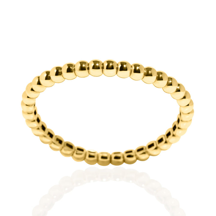 14k Yellow Gold Domed Bead-Ball Flex Bangle