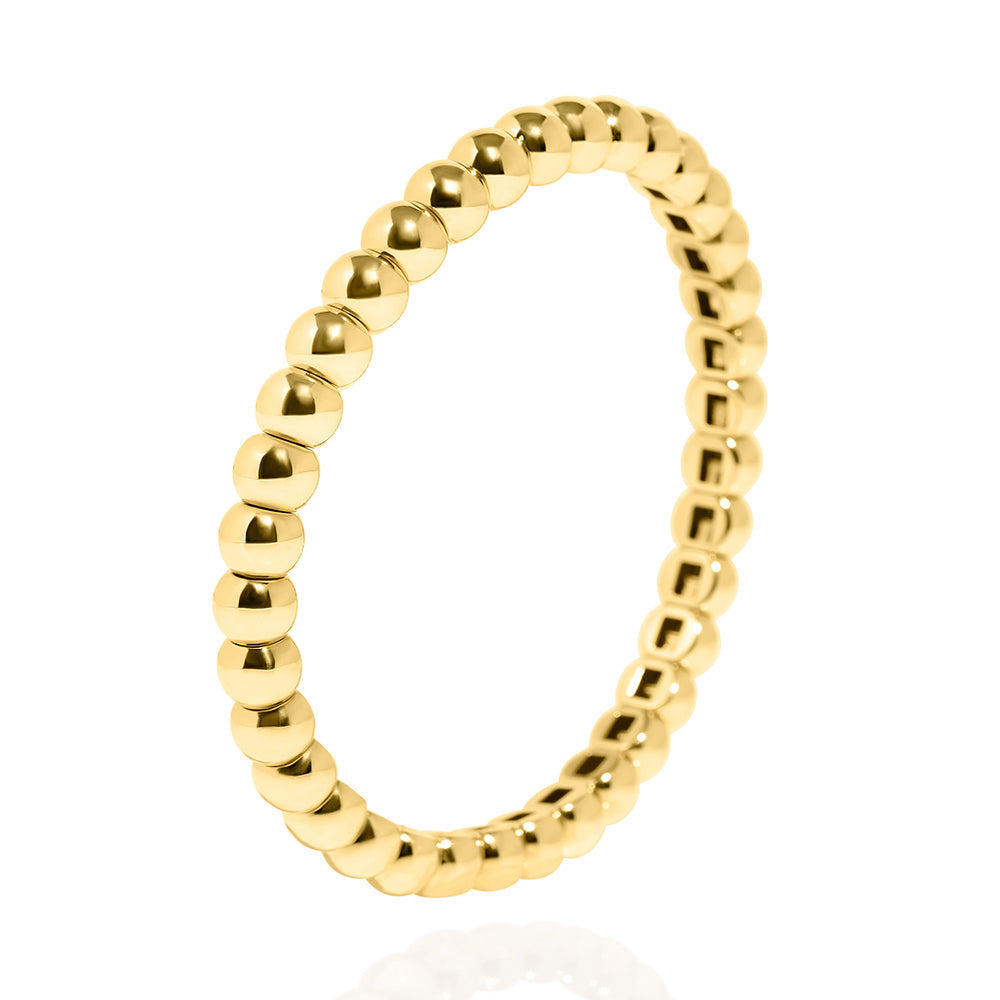 14k Yellow Gold Domed Bead-Ball Flex Bangle