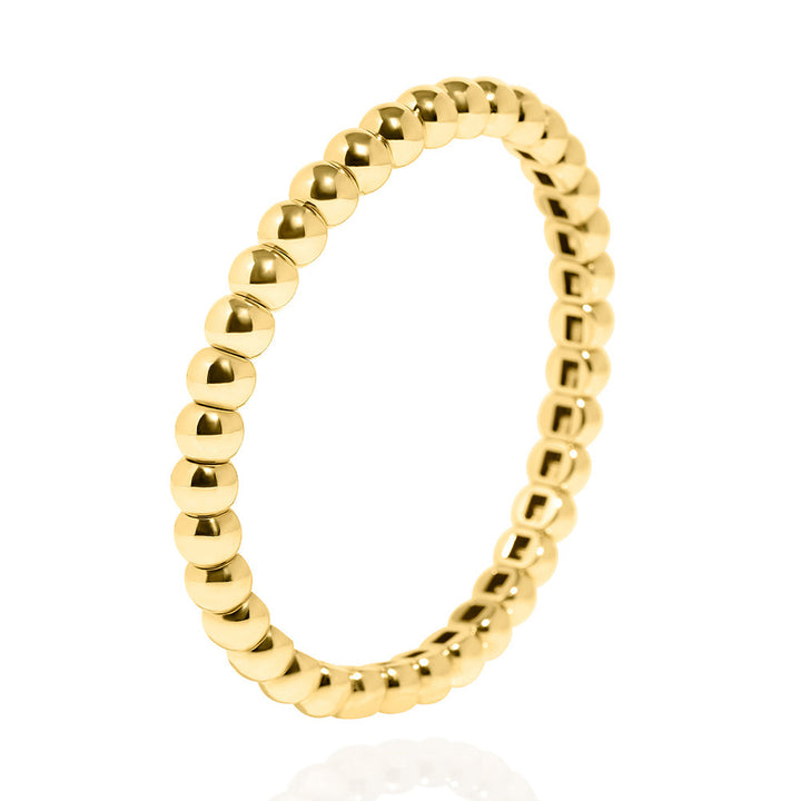 14k Yellow Gold Domed Bead-Ball Flex Bangle