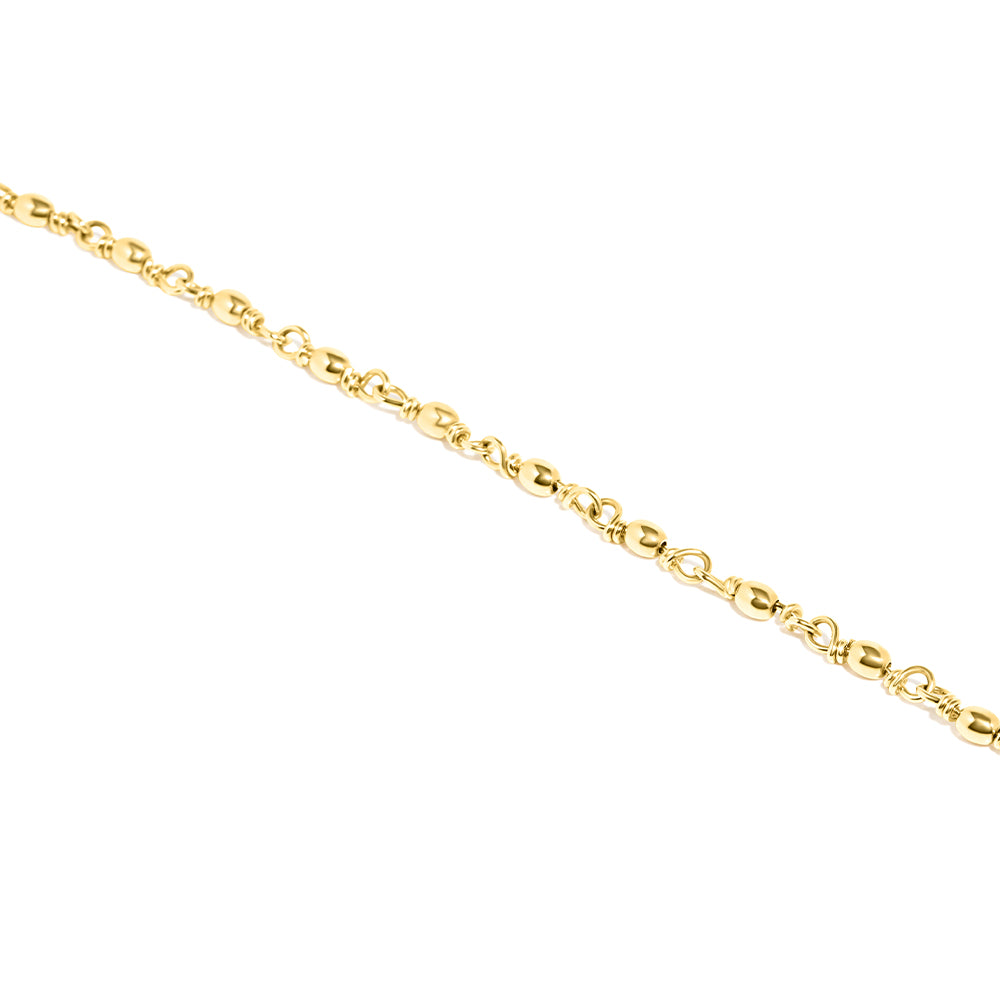 14k Yellow Gold Solid Fisherman's Link & Wire Bracelet