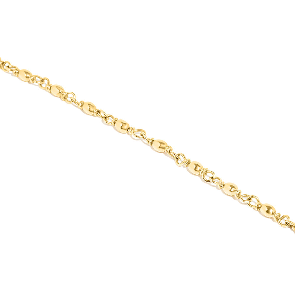 14K Yellow Gold Solid Fishermans Link Bracelet