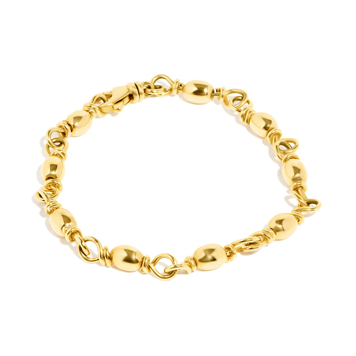 14K Yellow Gold Solid Fishermans Link Bracelet