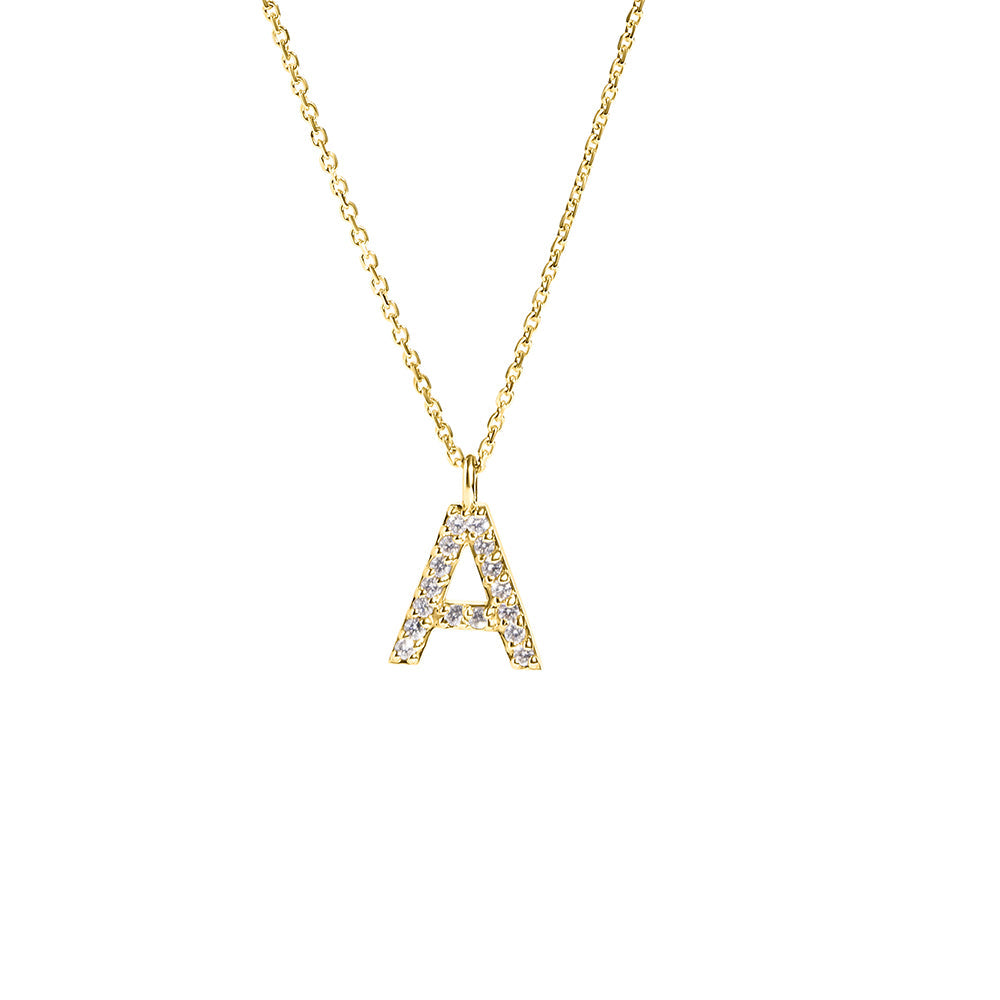 14K Yellow Gold Diamond Initial "A" Necklace