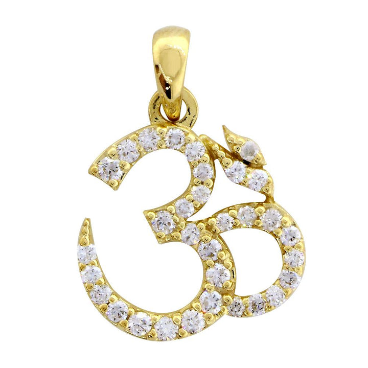 Diamond Yoga Ohm, Om, Aum Symbol Charm in 14k Yellow Gold