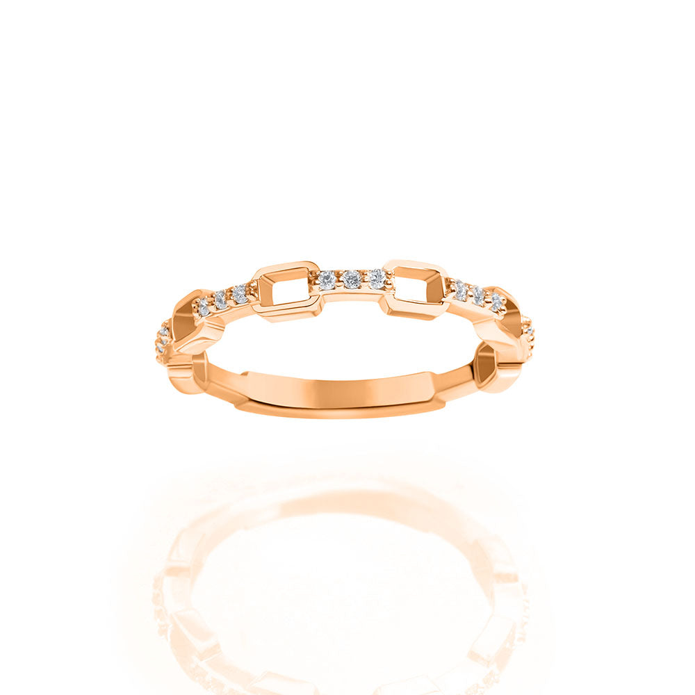 Stackable Open Rectangle and Diamond Bar Pattern, 0.17CT in 14K Pink, Rose Gold