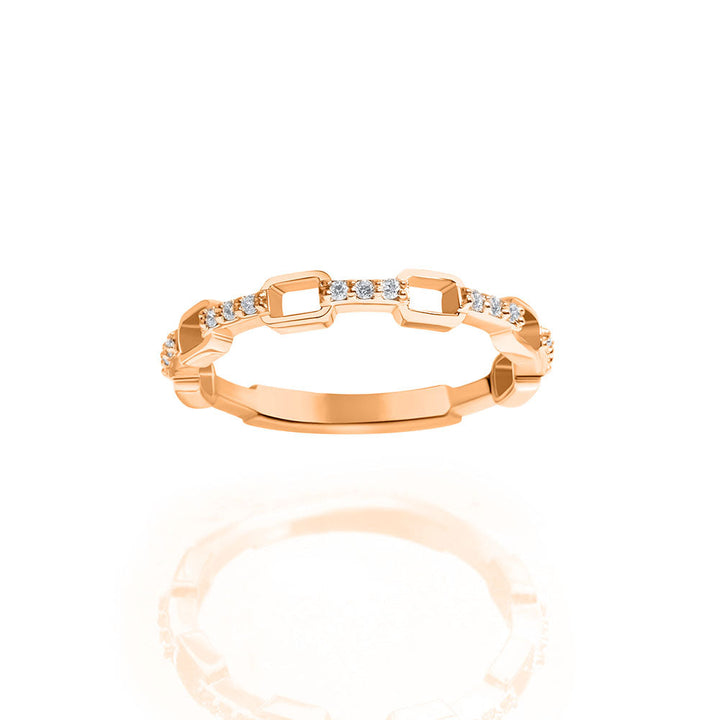 Stackable Open Rectangle and Diamond Bar Pattern, 0.17CT in 14K Pink, Rose Gold
