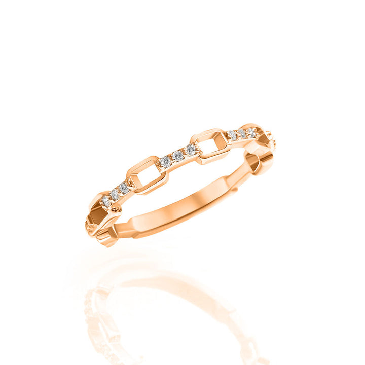 Stackable Open Rectangle and Diamond Bar Pattern, 0.17CT in 14K Pink, Rose Gold