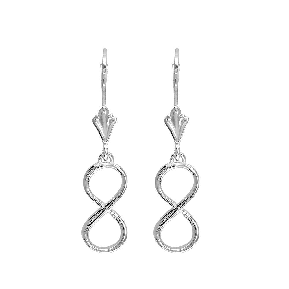 Medium Infinity Leverback Earrings in 14k White Gold