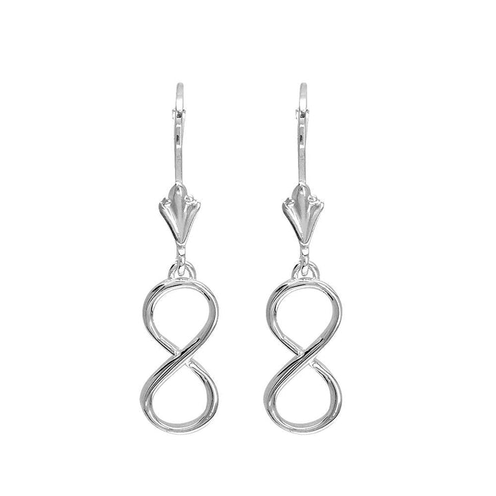 Medium Infinity Leverback Earrings in 14k White Gold
