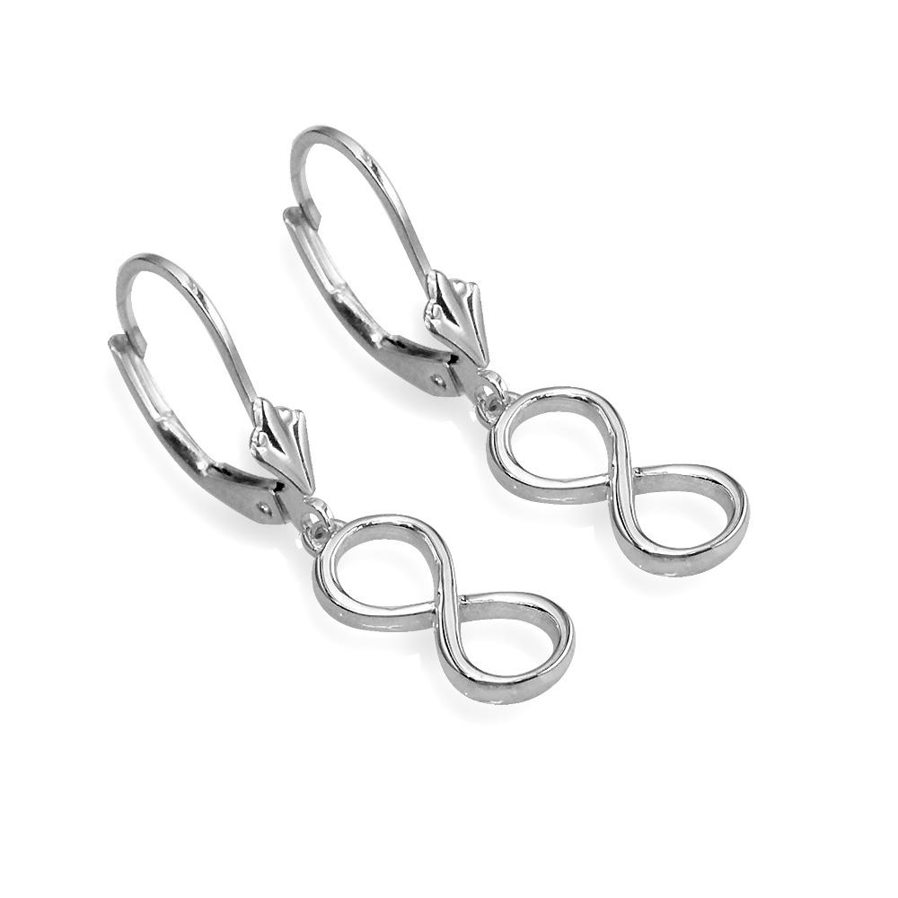 Medium Infinity Leverback Earrings in 14k White Gold