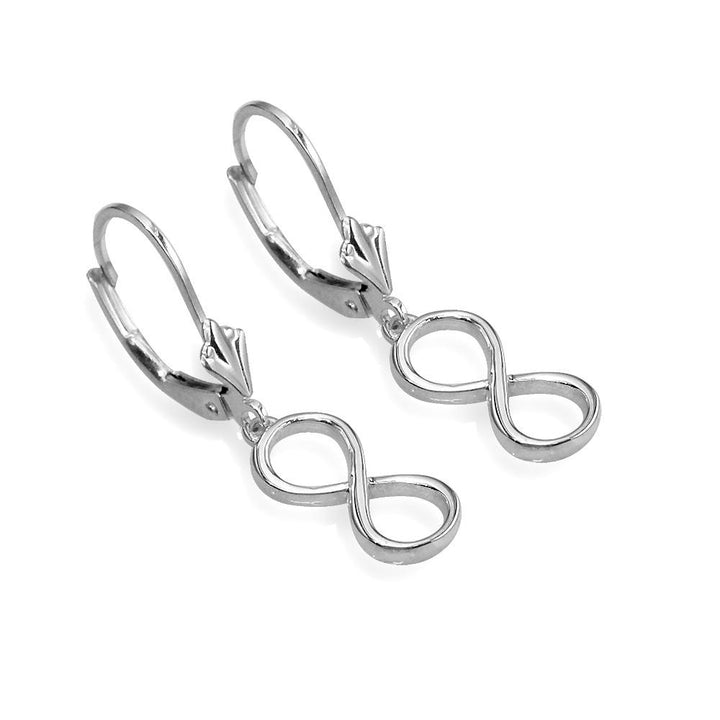 Medium Infinity Leverback Earrings in 14k White Gold