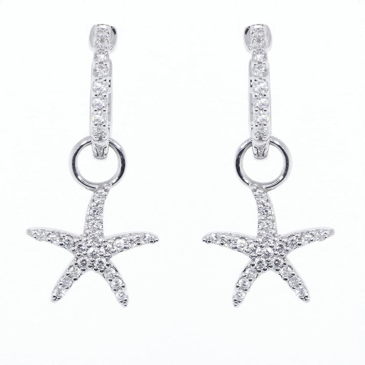 Diamond Starfish Earrings for Hoops, 0.45CT in 14k White Gold