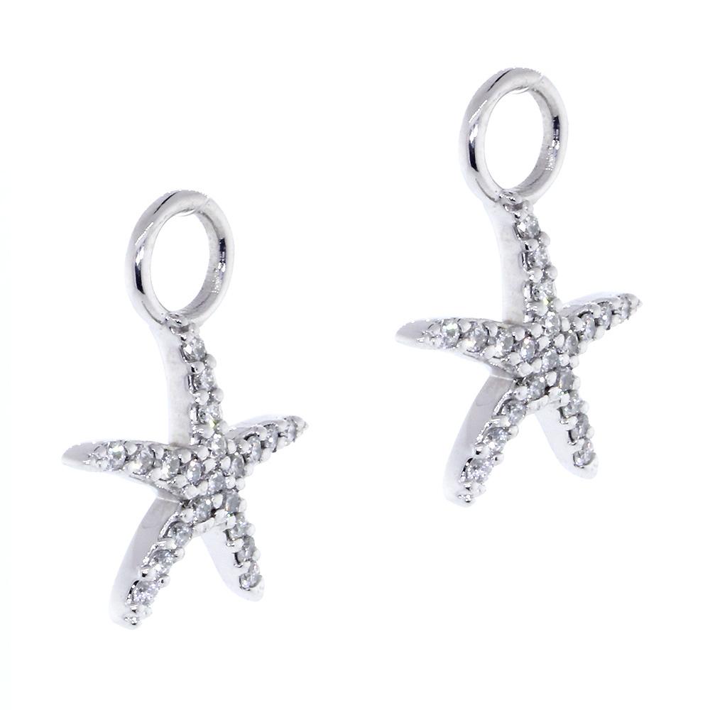 Diamond Starfish Earrings for Hoops, 0.45CT in 14k White Gold
