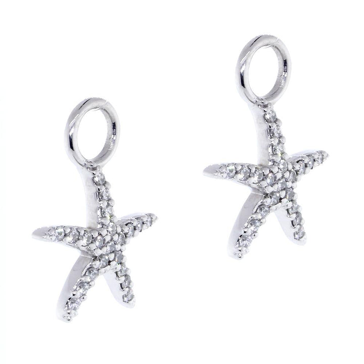 Diamond Starfish Earrings for Hoops, 0.45CT in 14k White Gold