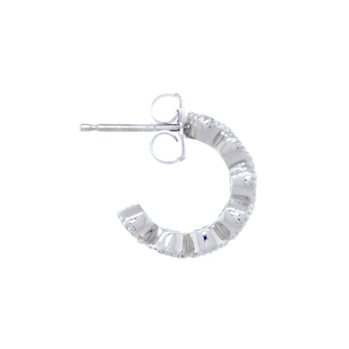Vintage Style Diamond Bezel Hoops, 1.15CT, Half Inch in 14k White Gold