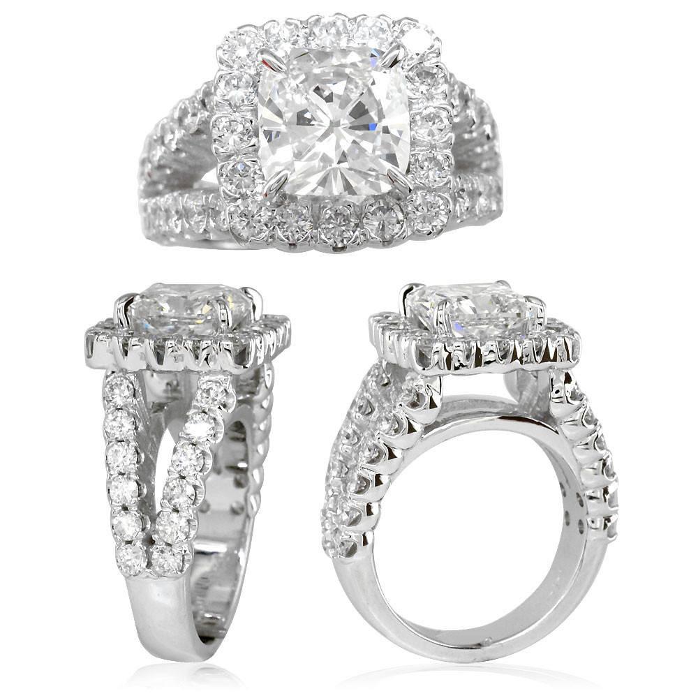 Diamond Halo Engagement Ring Setting in 14K White Gold, 2.10CT