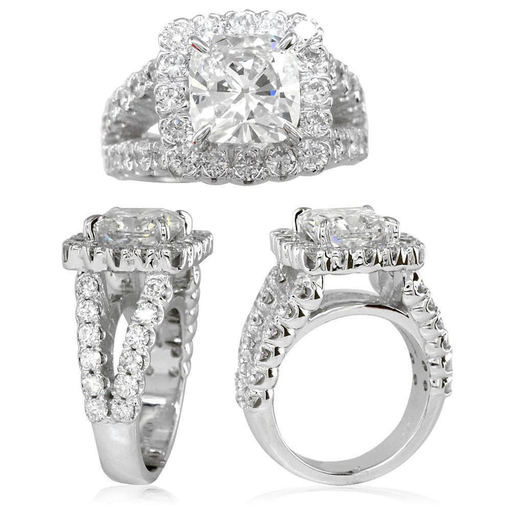Diamond Halo Engagement Ring Setting in 14K White Gold, 2.10CT